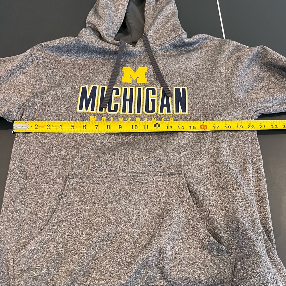 University of Michigan Wolverines Gray Blue Yellow Hoodie Sweatshirt Mens Medium - Picture 12 of 13